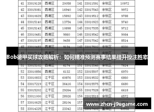 Bob德甲买球攻略解析：如何精准预测赛事结果提升投注胜率